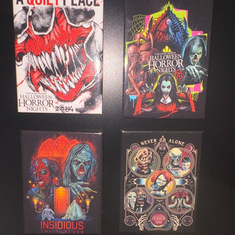 Halloween Horror Nights 2023/2024 FRIDGE MAGNETS LOT OF 4 HHN MAGNET SET